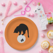 レトロブラックキャットオンザムーンハロウィーン ペーパープレート (パーティー)