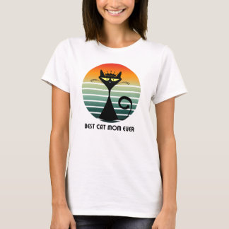 レトロブラックキャットクイーンTシャツ、キャットマムギフト、ヴィンテージ Tシャツ