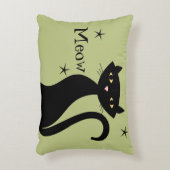 レトロブラックキャットグリーン アクセントクッション (正面(垂直))
