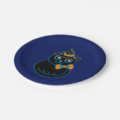 レトロブラックキャットハローウィンパーティ紙プレート ペーパープレート (アングル)