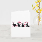 レトロブラックキャット遊ズハートヴァレンティーンズデイキャットK カード (黄色い花)