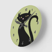 レトロブラックキャット ラウンド壁時計 (傾斜)