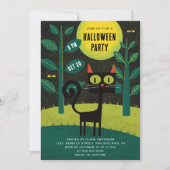 レトロブラックキャット | ヴィンテージコスチューム ハロウィンパーティー 招待状 (正面)