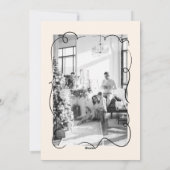 レトロブラッククリーム手描きフォトメリークリスマス シーズンカード (裏面)