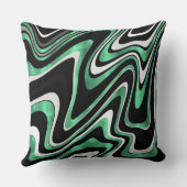 レトロブラックグリーン波線モダンデザイン クッション (裏面)
