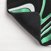 レトロブラックグリーン波線モダンデザイン マウスパッド (コーナー)