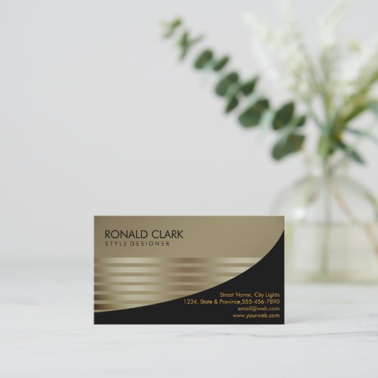 レトロブラックグレーファイナンシャルサービス建築 名刺 (スタンド正面)