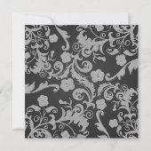 レトロブラックグレーメタリックフローラ21歳誕生日3 招待状 (裏面)