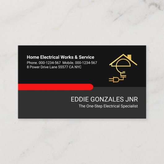 レトロブラックグレー電気層 名刺 (正面)