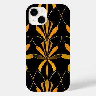 レトロブラックゴールドフラワーパターンiPhoneケース Case-Mate iPhone 14ケース