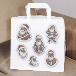 レトロブラックサンタクロースの6ピースのセットのクリスマス シール