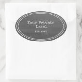レトロブラックシャルボードプライベートラベルオーバル 楕円形シール (バッグ)