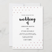 レトロブラックスクリプトの赤いドット 招待状 (正面)