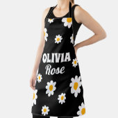 レトロブラックデイジー70ズヒッピー名前をカスタムするキッチン エプロン (インサイチュ)