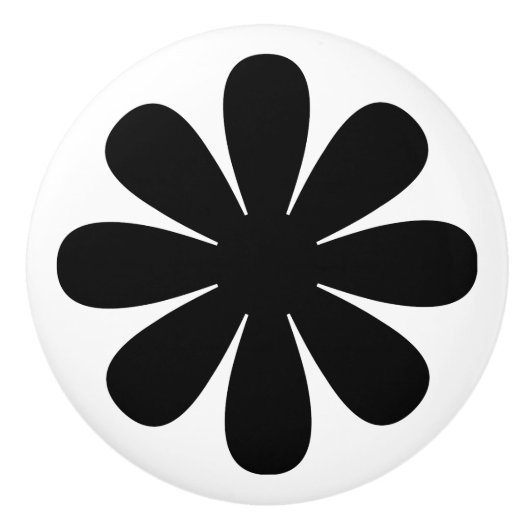 レトロブラックデイジー セラミックノブ (正面)