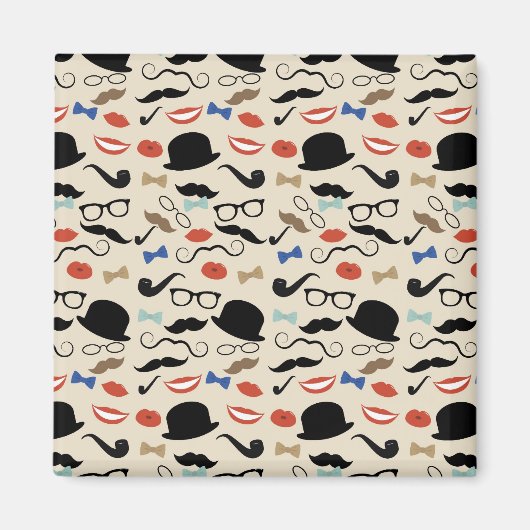 レトロブラックハンドルひげパターン マグネット (正面)