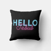 レトロブラックピンクネオンハローイエズクリスチャンコーヒー クッション (裏面)