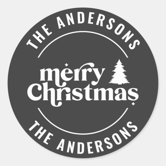 レトロブラックモダンクミニマルスユニーク ラウンドシール (正面)