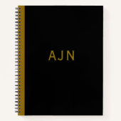 レトロブラックモノグラムのスケッチアートノートブックギフト ノートブック (正面)