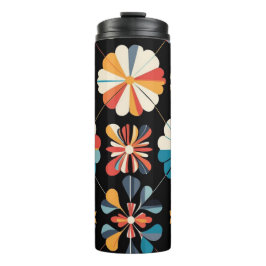 レトロブラックレインボージオメトリックフラワーパターン タンブラー