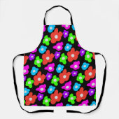 レトロブラックレインボープライドカラーフラワーパターン エプロン (正面)