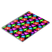 レトロブラックレインボープライドカラーフラワーパターン ノートブック (左側)