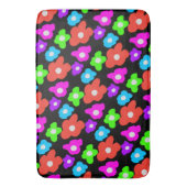 レトロブラックレインボープライドカラーフラワーパターン バスマット (正面縦)