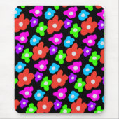 レトロブラックレインボープライドカラーフラワーパターン マウスパッド (正面)