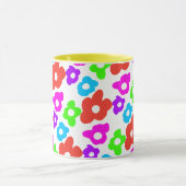 レトロブラックレインボープライドカラーフラワーパターン マグカップ (中央)