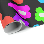 レトロブラックレインボープライドカラーフラワーパターン ラッピングペーパー (ロールコーナー)