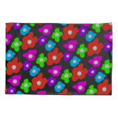 レトロブラックレインボープライドカラーフラワーパターン 枕カバー (裏面)