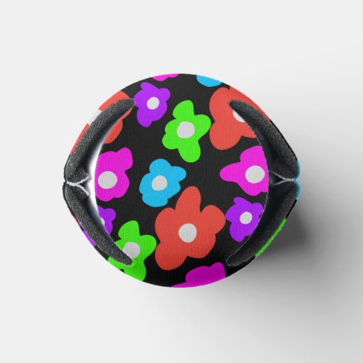 レトロブラックレインボープライドカラーフラワーパターン 缶クーラー (ボトム)