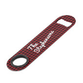 レトロブラックレッドバッファローチェックパーソナライズされたプレイド スピード栓抜き (正面アングル)