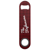 レトロブラックレッドバッファローチェックパーソナライズされたプレイド スピード栓抜き (正面)