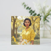 レトロブラック女性空白のグリーティングカード シーズンカード (スタンド正面)