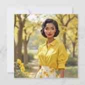 レトロブラック女性空白のグリーティングカード シーズンカード (正面)