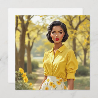 レトロブラック女性空白のグリーティングカード シーズンカード