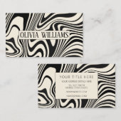 レトロブラック旋回抽象芸術パターン 名刺 (正面/裏面)