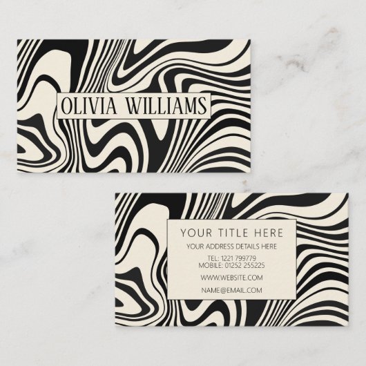 レトロブラック旋回抽象芸術パターン 名刺 (正面/裏面)