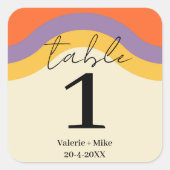 レトロブラック書道表結婚数 スクエアシール (正面)