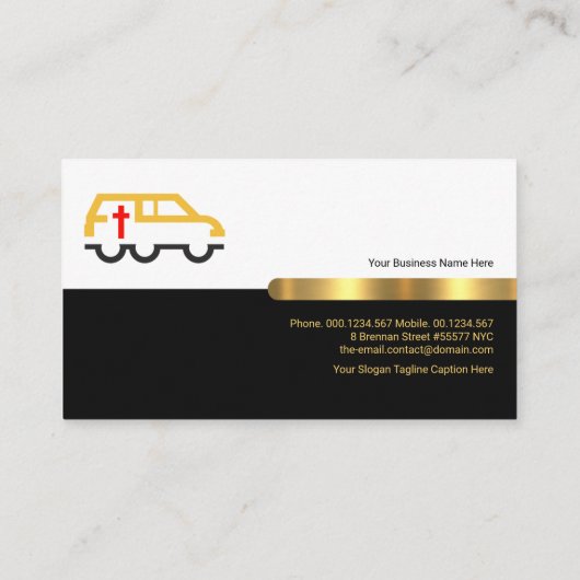 レトロブラック金ゴールドストライプ記念運送サービス 名刺 (裏面)