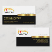 レトロブラック金ゴールドストライプ記念運送サービス 名刺 (正面/裏面)