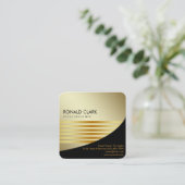 レトロブラック金ゴールドメタルコンピュータ金融サービス スクエア名刺 (スタンド正面)