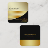 レトロブラック金ゴールドメタルコンピュータ金融サービス スクエア名刺 (正面/裏面)