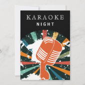 レトロブラック30歳の誕生日カラオケナイトパーティー 招待状 (正面)