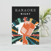 レトロブラック30歳の誕生日カラオケナイトパーティー 招待状 (スタンド正面)