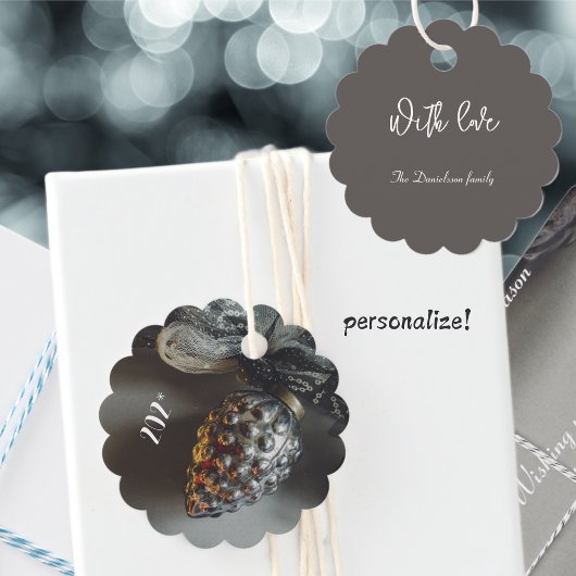 レトロブラック・シルバー・クリスマスデコレーション フェイバータグ