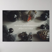 レトロブラック・シルバー・クリスマスデコレーション ポスター (正面)