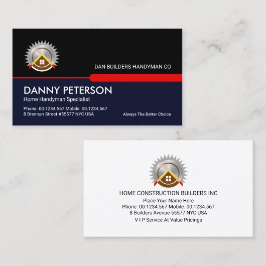 レトロブラック・ブルー・ハンドメイヤー層 名刺 (正面/裏面)