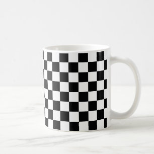 レトロブラック/ホワイトコントラストチェッカーボードパターン コーヒーマグカップ
